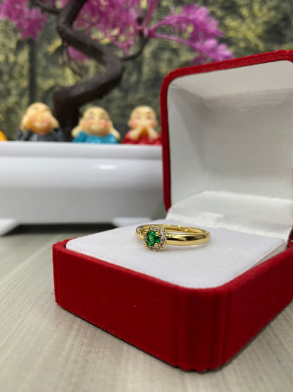 Anillo Importado Circon verde Talla 8