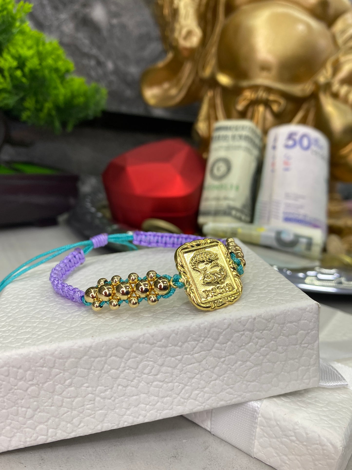Pulsera zodiacal 3 carriles lisa PISCIS