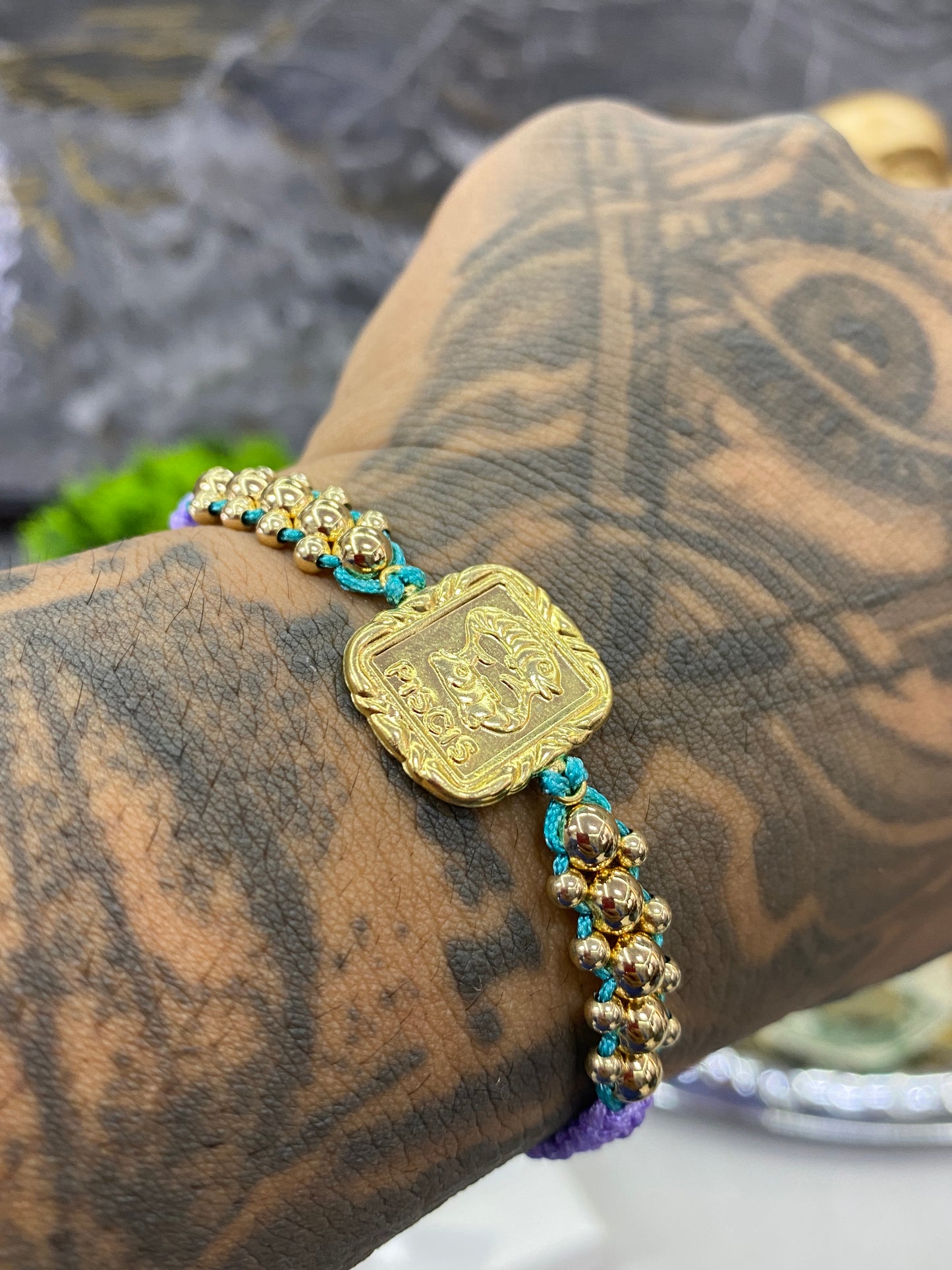 Pulsera zodiacal 3 carriles lisa PISCIS