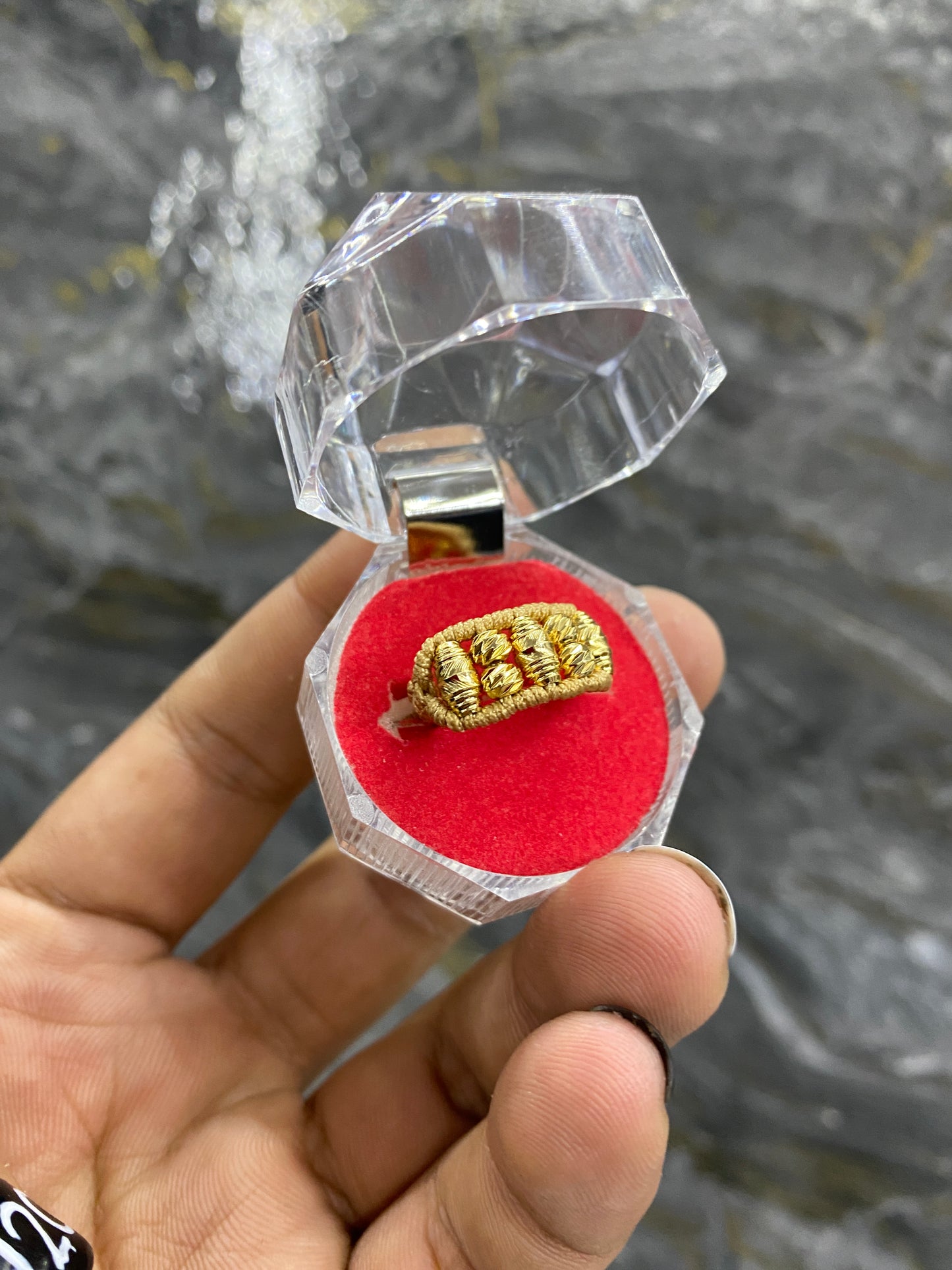 Anillo 3 barriles y balines diamantado