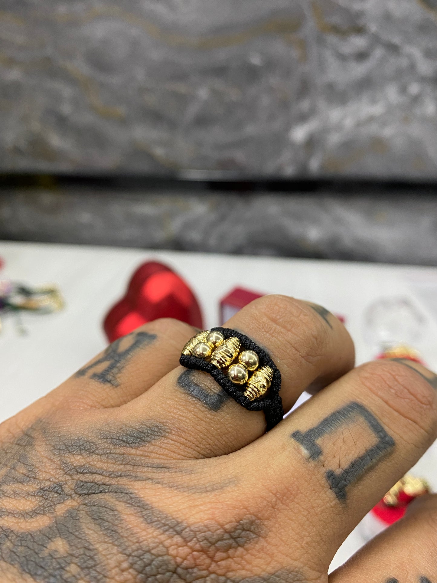 Anillo 3 barriles y balines liso